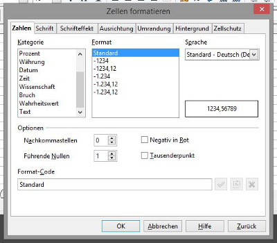 Zahlenfgormate