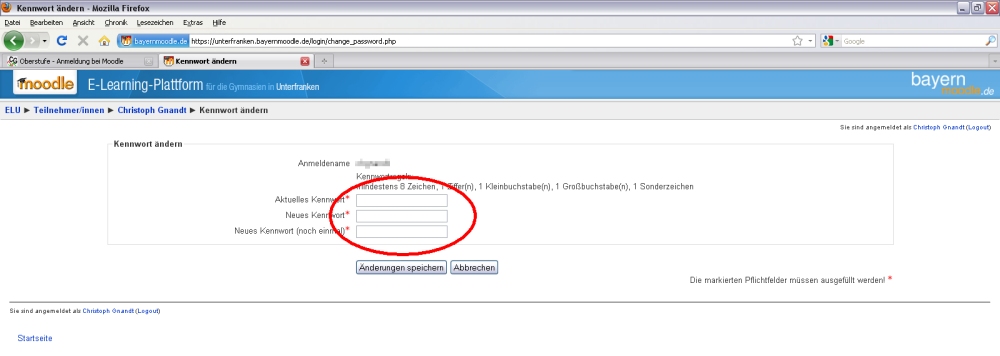 Kennwort ändern Kennwort ändern